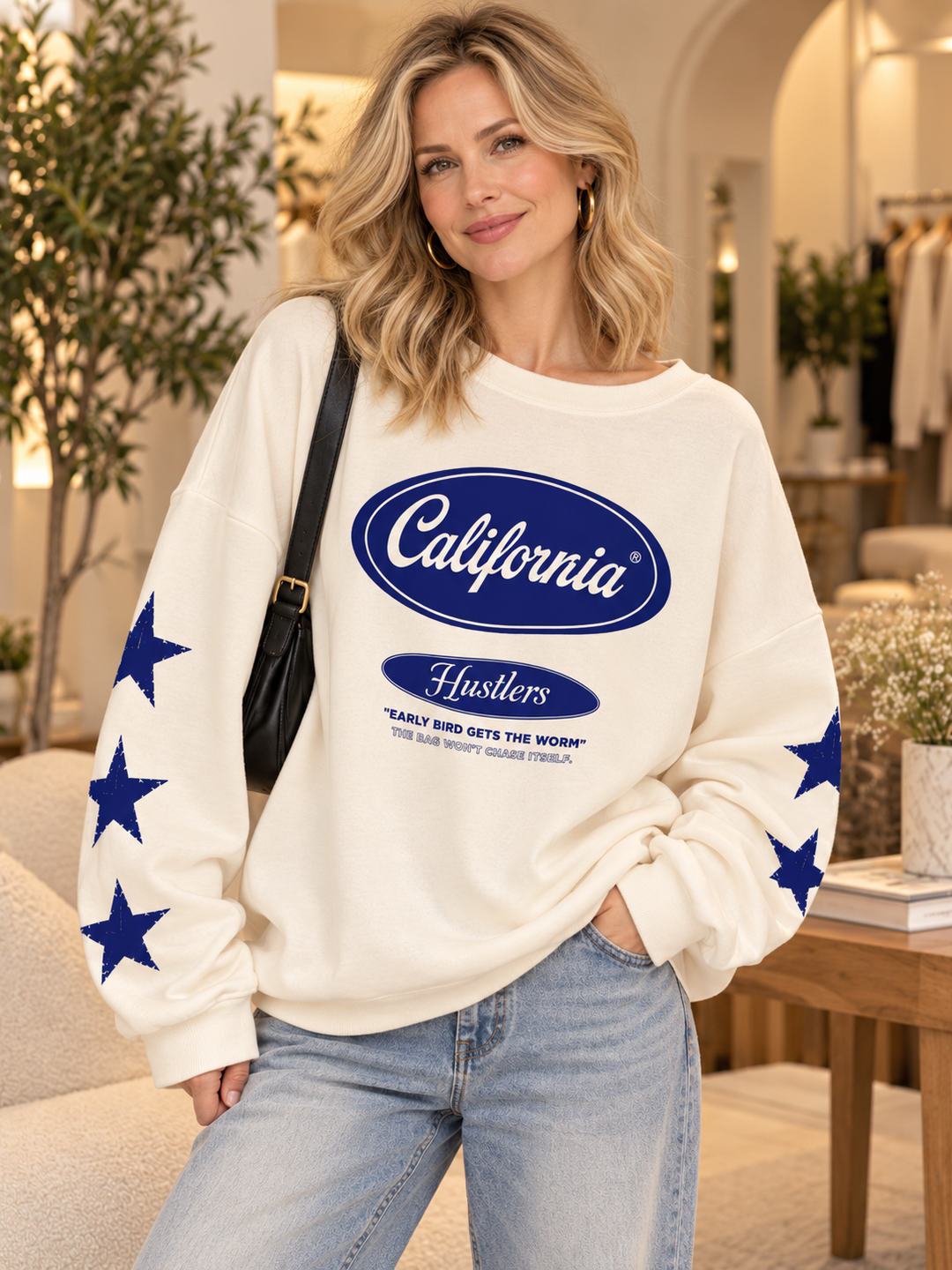 The TESSA cotton sweatshirt ‘California’ logo top - 3 colours