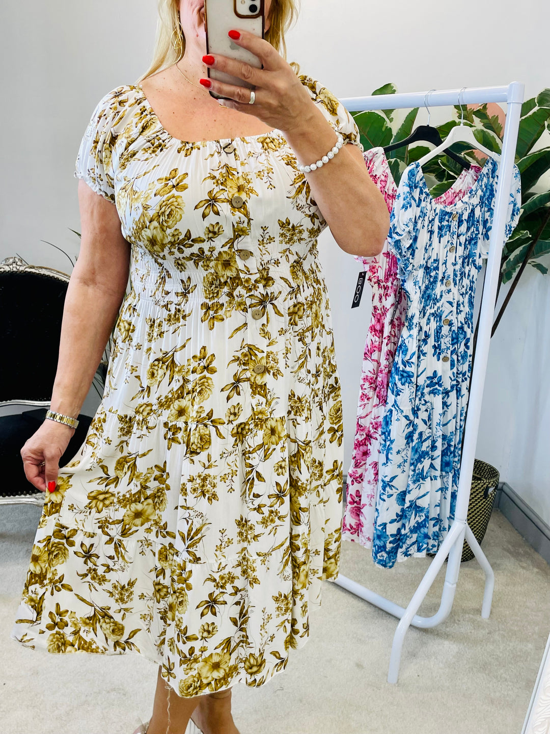 LADIES SUMMER DAY DRESS - PINK, BLUE & BROWN