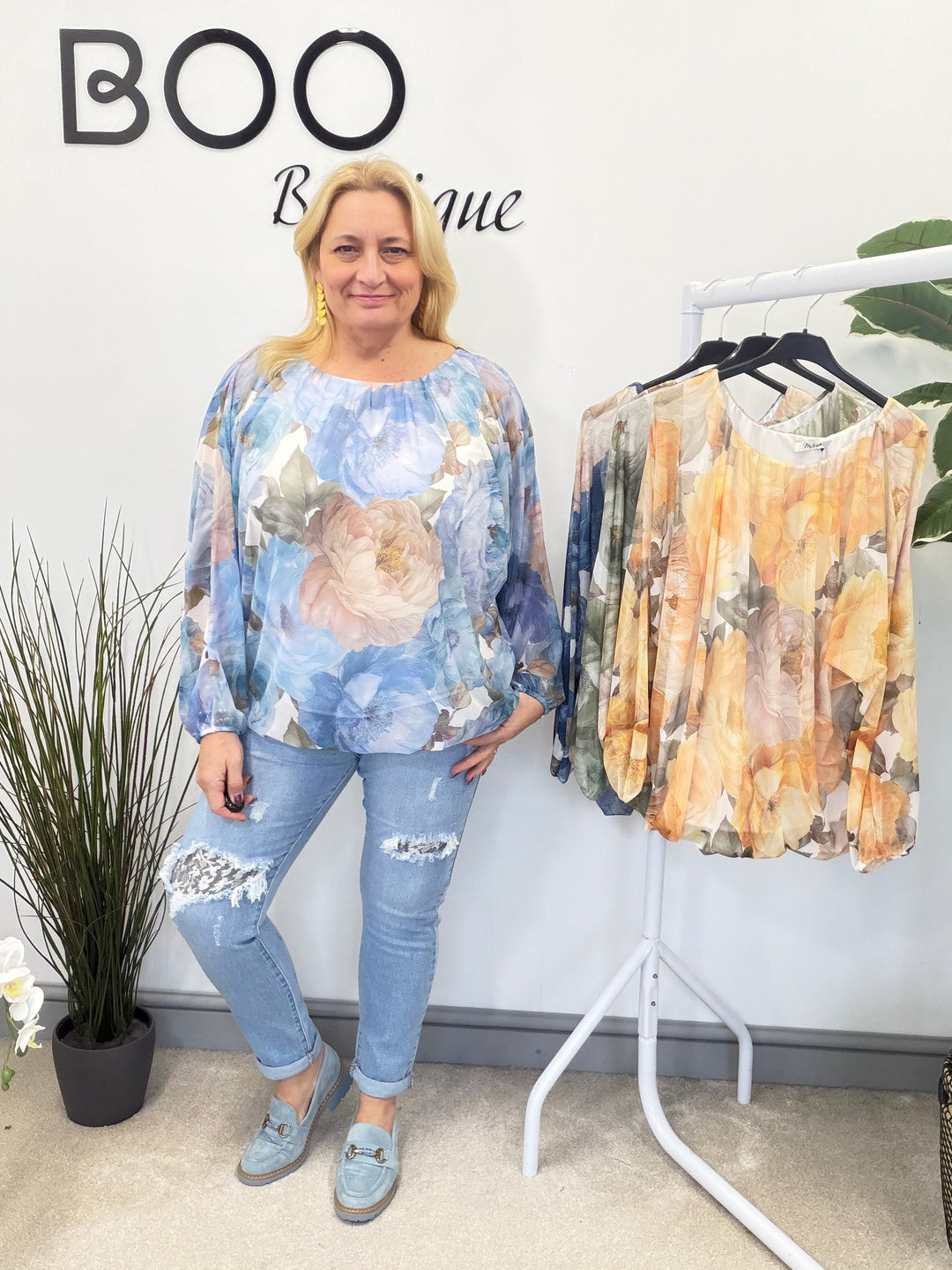 LADIES STRETCH NET BLOUSON TOP - NAVY, KHAKI, YELLOW & NAVY