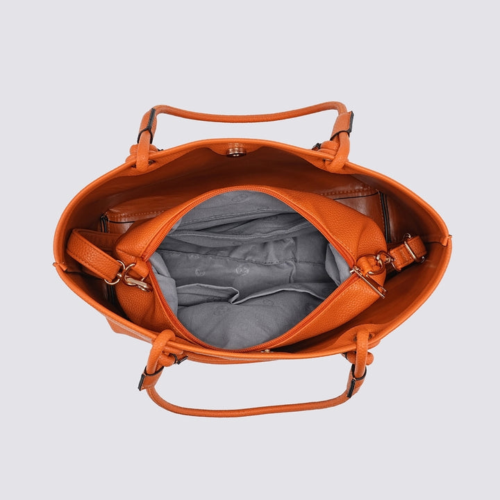 LADIES FASHION TOTE BAG - WHITE, BLACK & SILVER