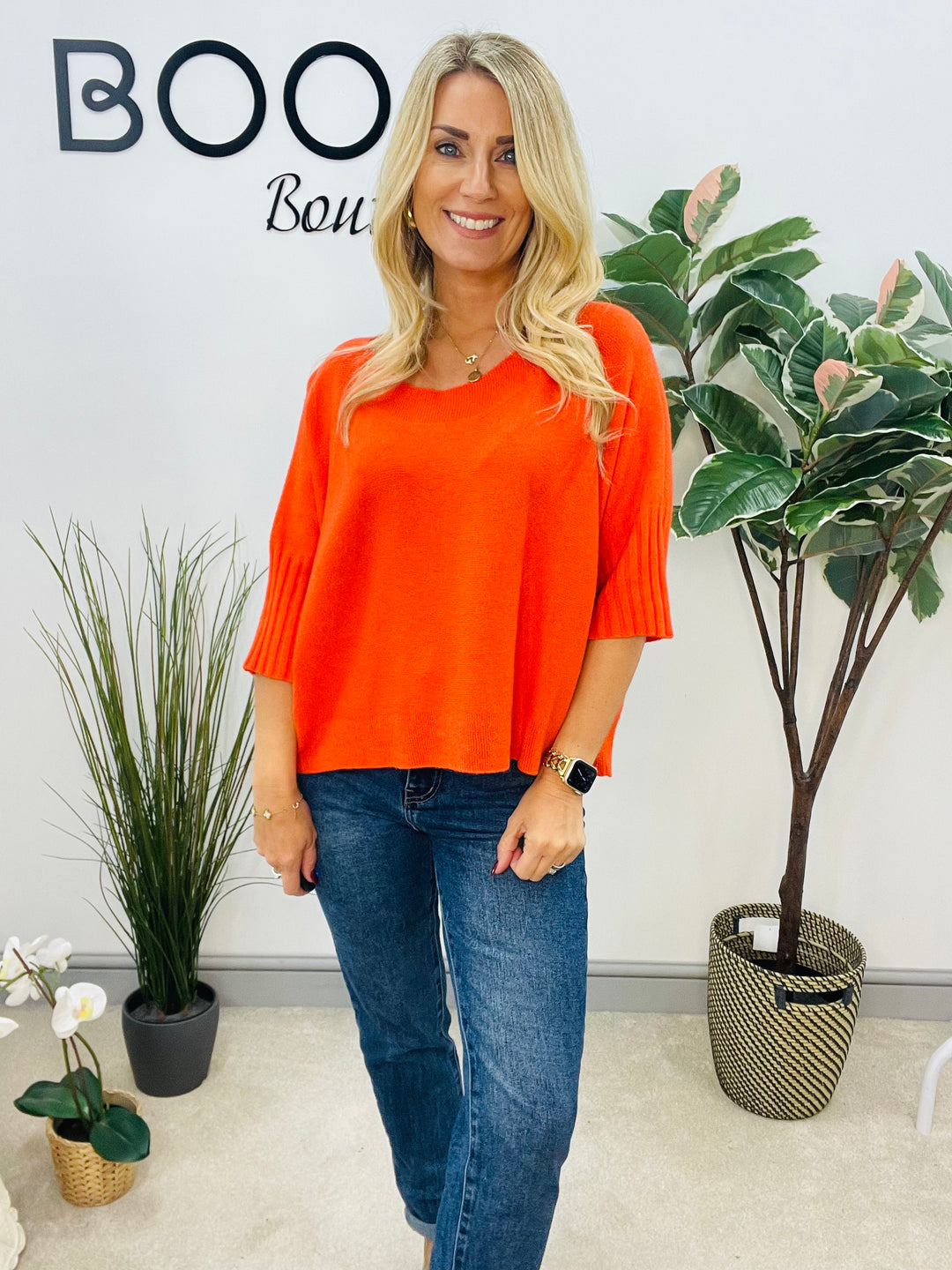 LADIES LOOSE FIT SHORT SLEEVE JUMPER - BROWN, WHITE, ORANGE, PINK, BLACK, BEIGE