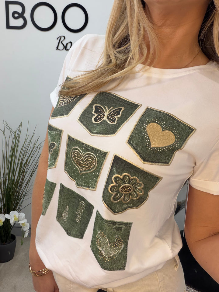 LADIES FASHION WHITE STRETCH T SHIRT