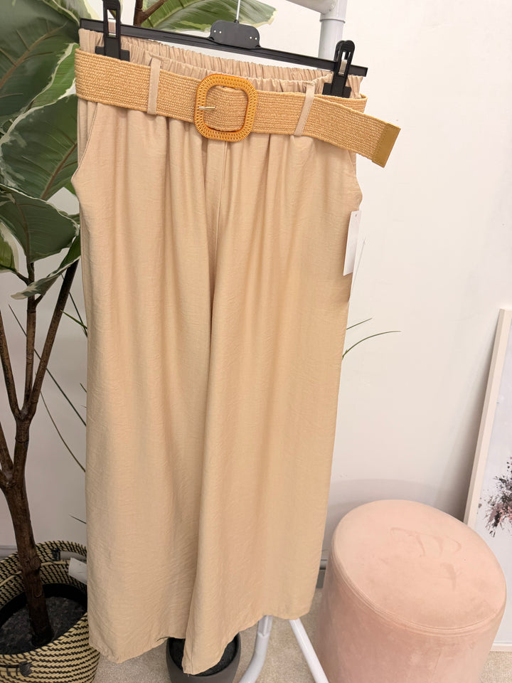 Ladies Fashion Wide Leg Trousers beige
