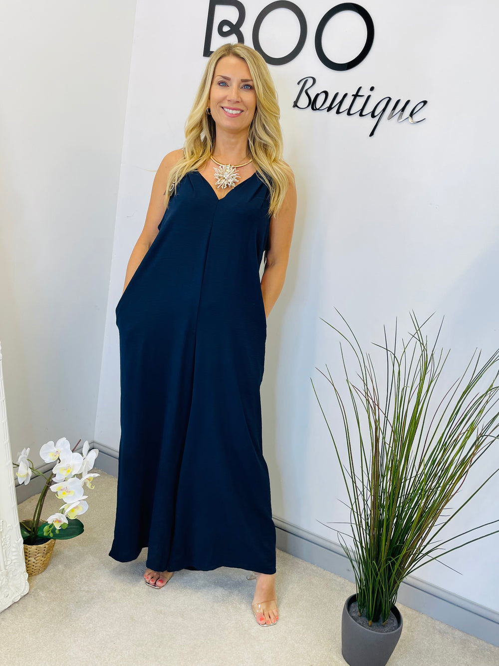 LADIES LOOSE FIT SUMMER JUMPSUIT - BLACK, MOCHA, CORAL, NAVY