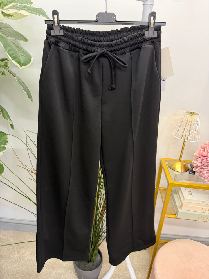 Ladies Fashion Petite Scuba Straight Leg Trousers - Black, Navy, Khaki & Mocha