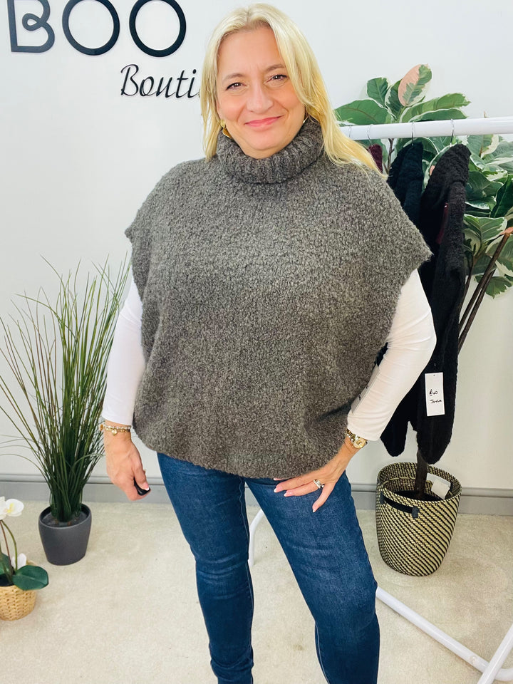 LADIES POPCORN KNIT ROLL NECK JUMPER - WHITE, BLACK, BROWN, BEIGE & BURGUNDY