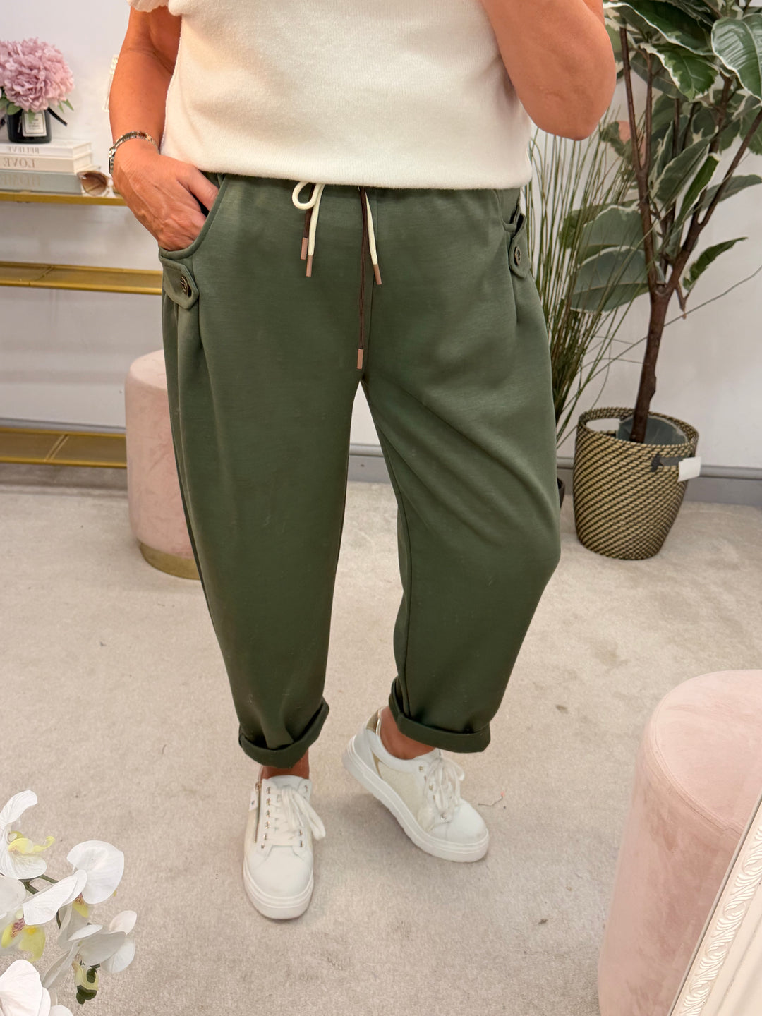 Ladies Fashion Casual Scuba Jogger Trousers - Wine, Mocha, Black & Khaki
