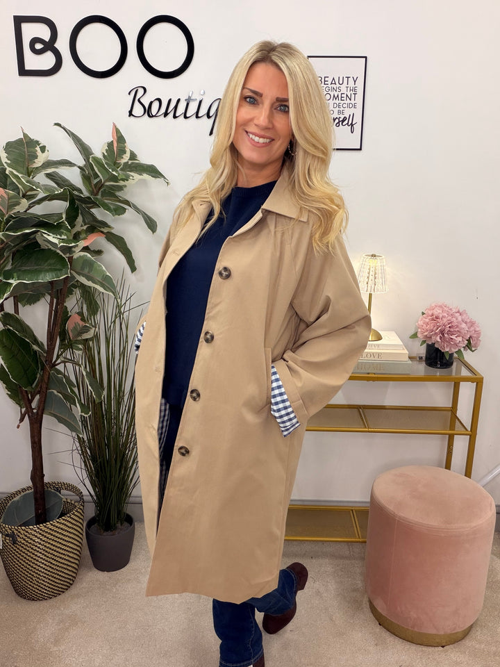 Ladies Fashion Camel Raincoat Mac