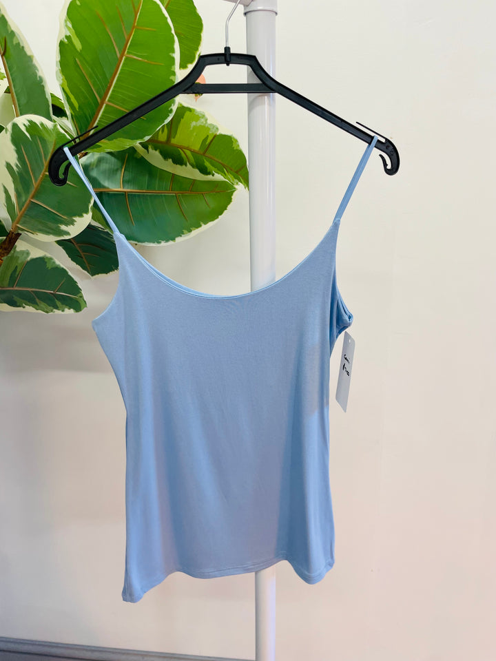LADIES WOMENS PALE BLUE STRAPPY DOUBLE LAYER CAMI UNDER LAYER TOP