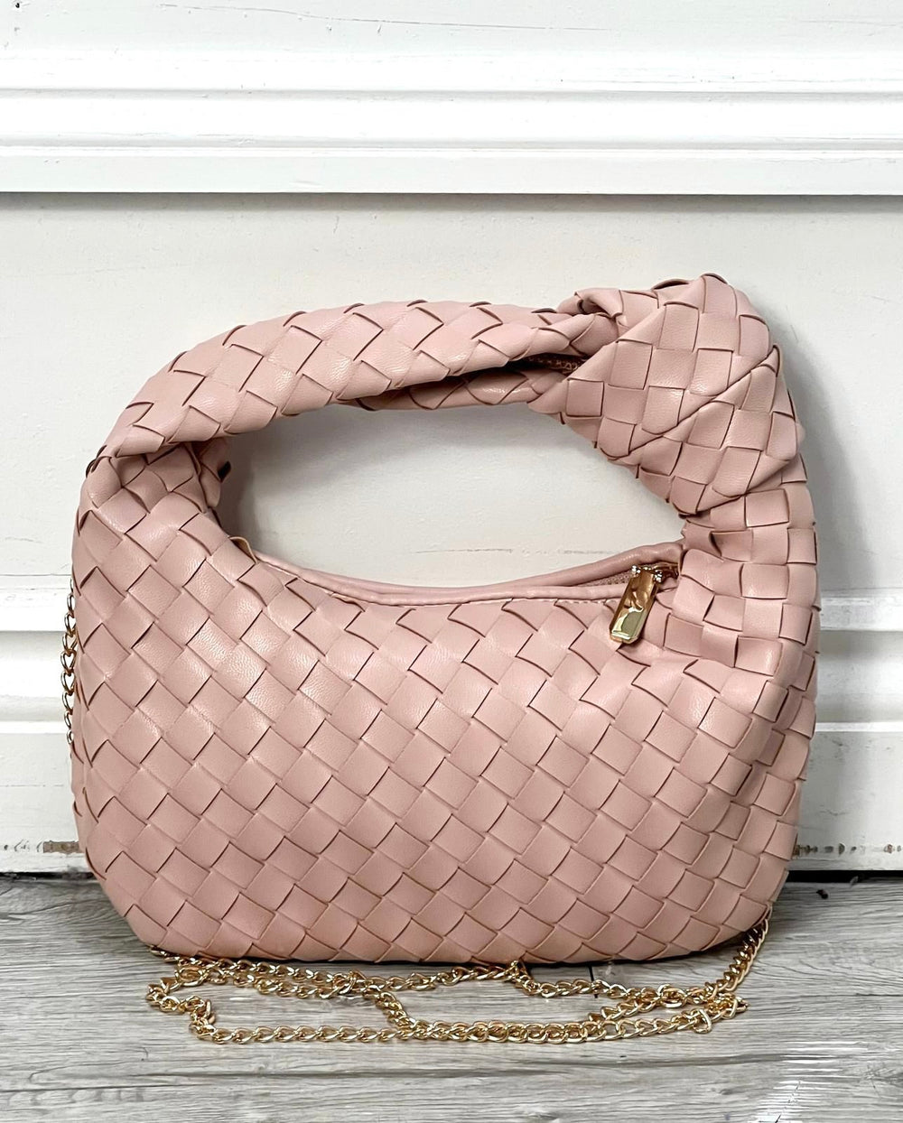 LADIES INSPIRED WAFFLE SMALL CLUTCH HANDBAG - PINK, WHITE, BEIGE