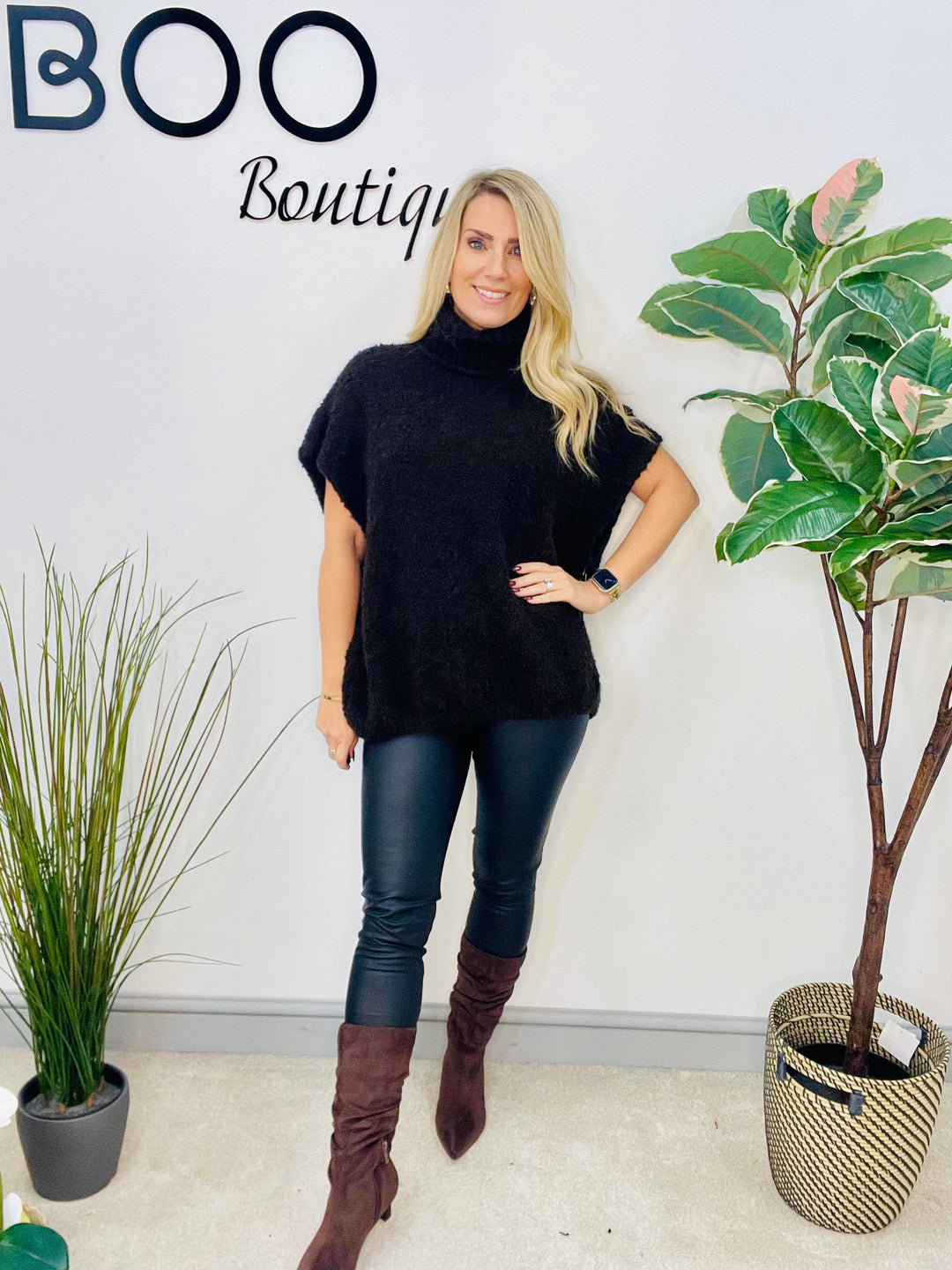 LADIES POPCORN KNIT ROLL NECK JUMPER - WHITE, BLACK, BROWN, BEIGE & BURGUNDY