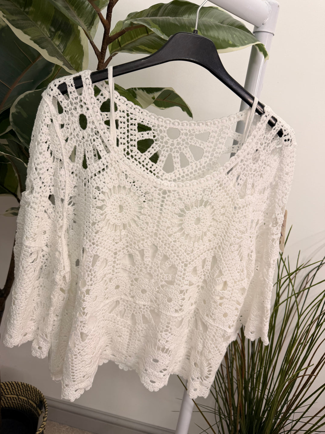 Ladies Pretty Crochet Summer Top white