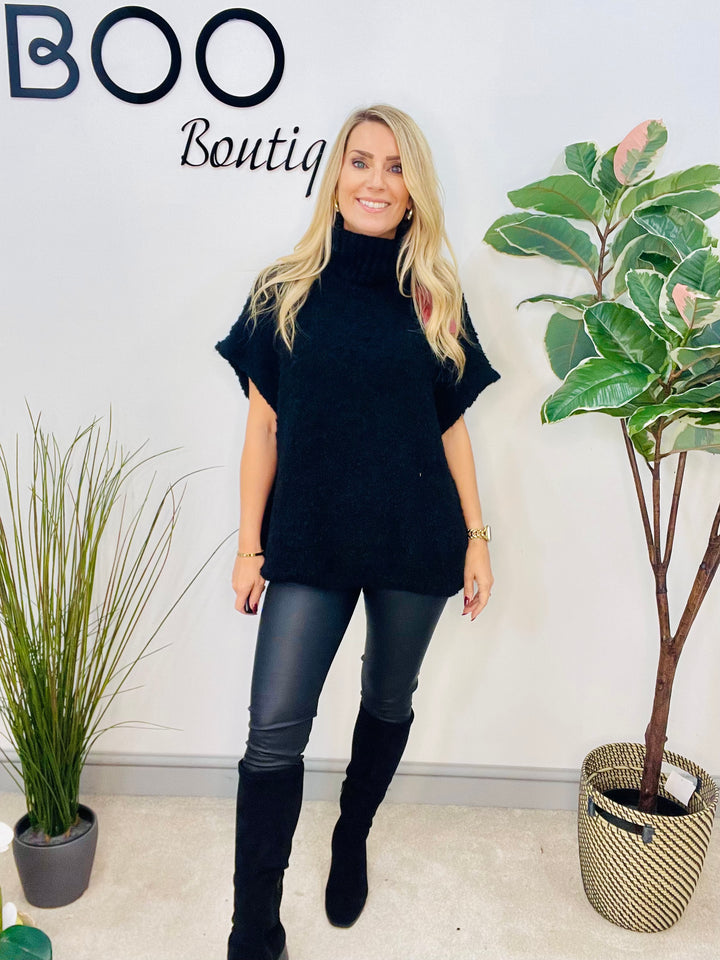 LADIES POPCORN KNIT ROLL NECK JUMPER - WHITE, BLACK, BROWN, BEIGE & BURGUNDY