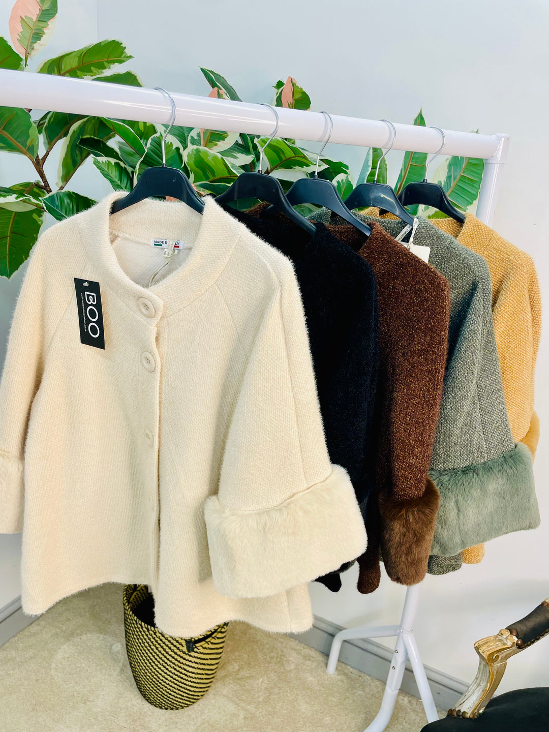 LADIES BOLERO FAUX FUR CARDIGAN JACKET - BLACK, CREAM, CAMEL, KHAKI & BROWN