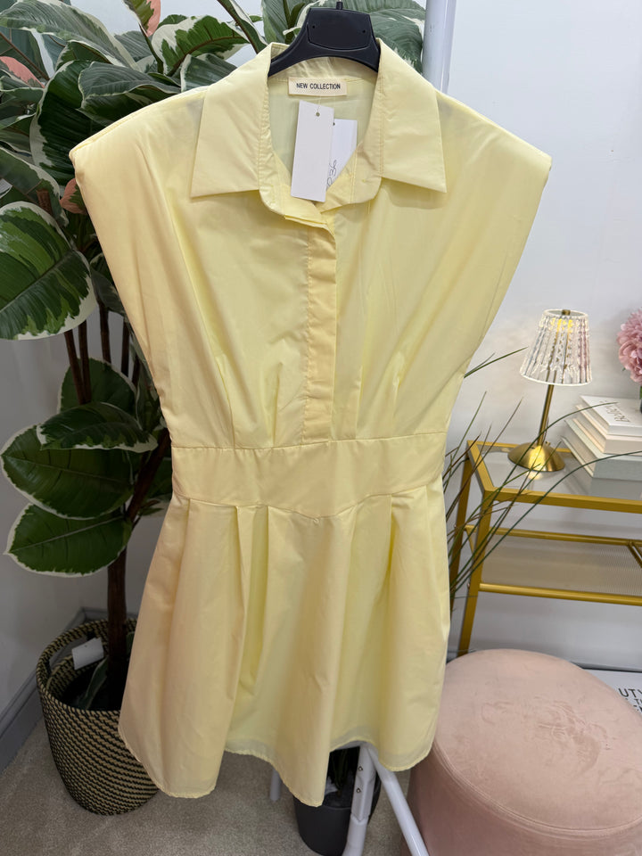 Ladies Cotton Skater Mini Dress - Black, Lemon, Red, White, Chocolate