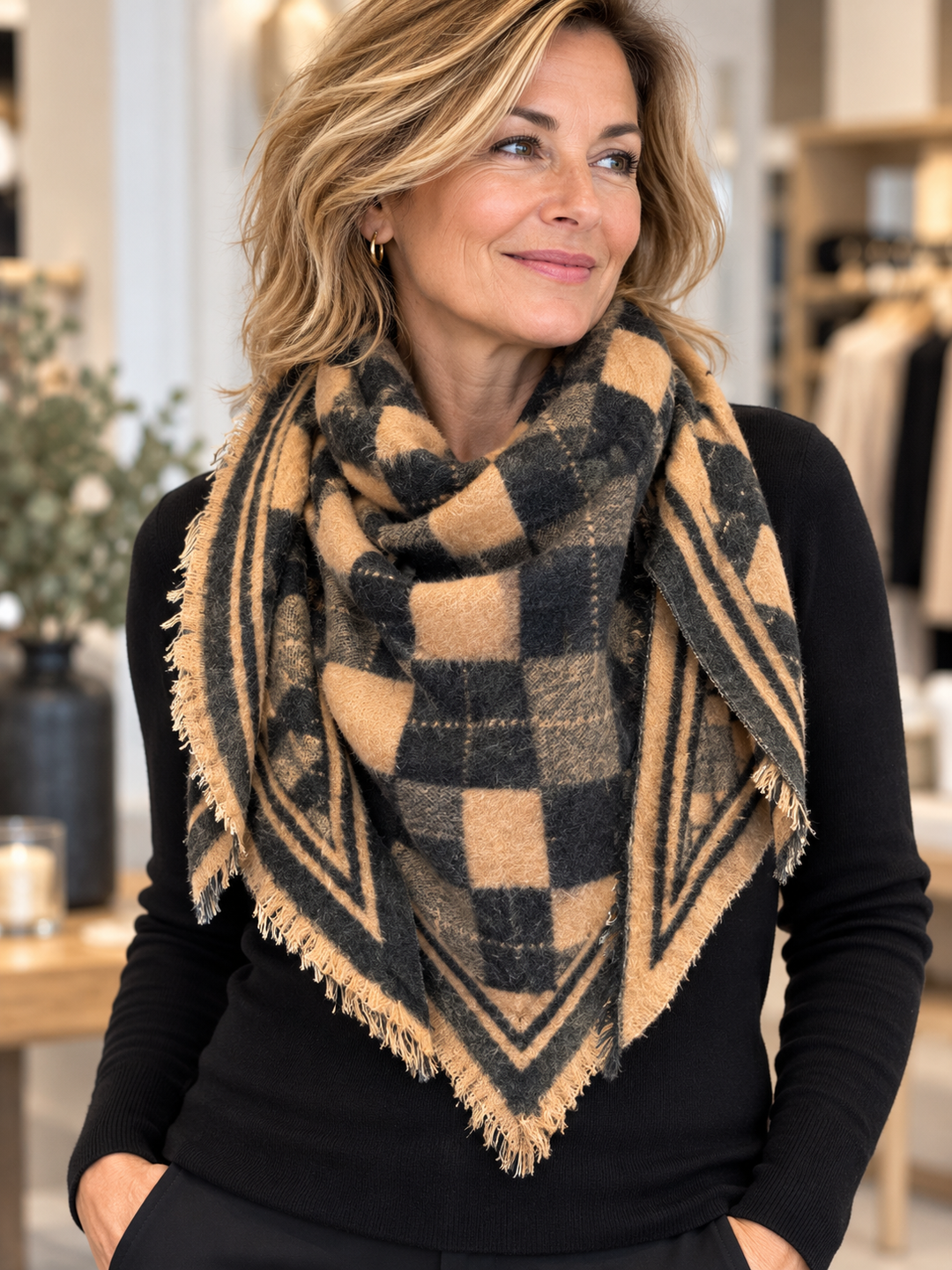 Triangle Wool Feel Scarf - 4 colours