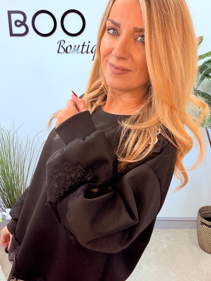 LADIES FASHION LACE EDGE TOP - BLACK, WHITE & BEIGE