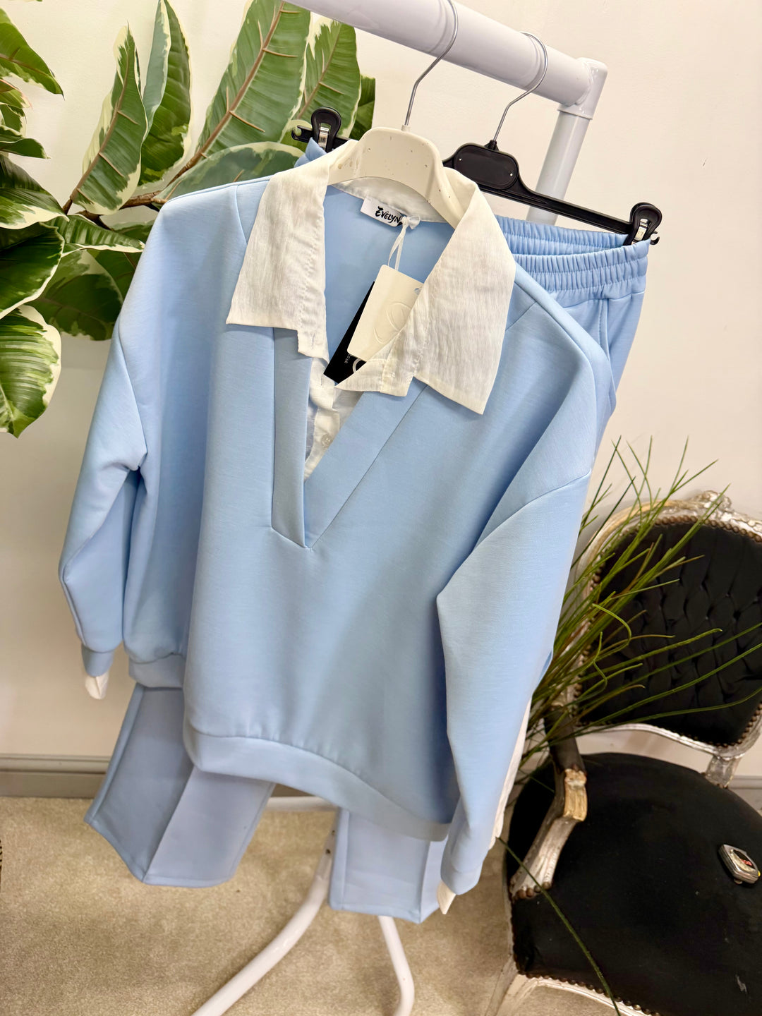 LADIES STRAIGHT LEG TROUSER CO ORD SET - LEMON, PINK, BEIGE, BLUE & BLACK