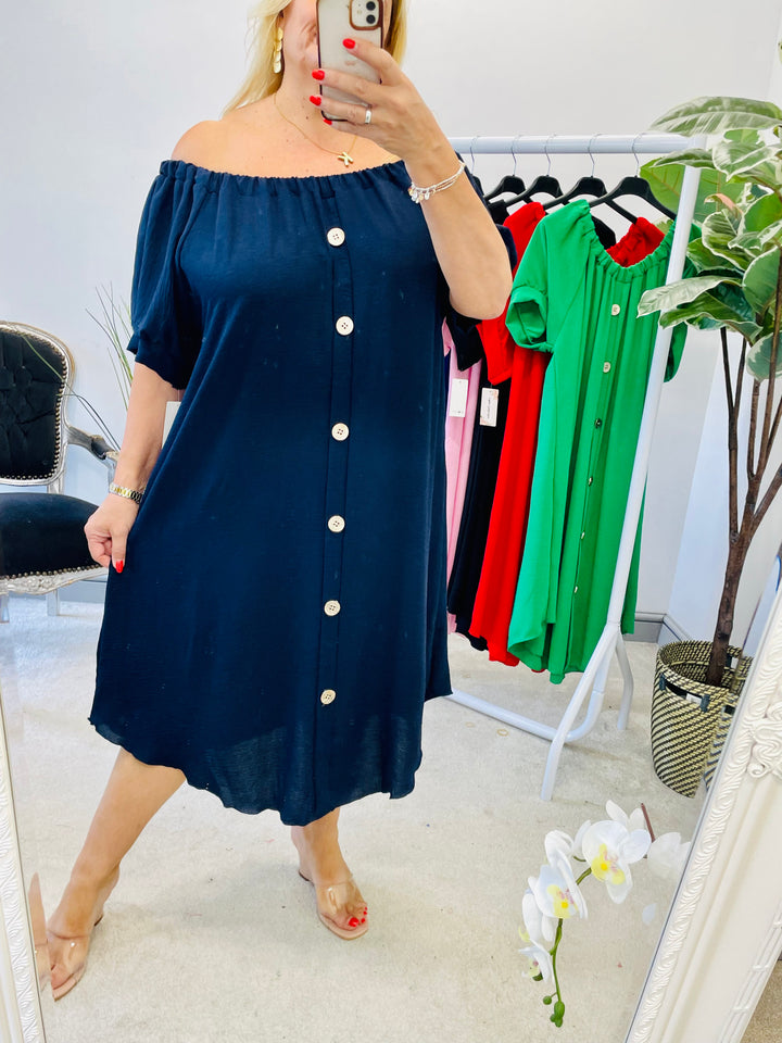 LADIES LOOSE FIT BARDOT SUMMER MIDI DRESS 