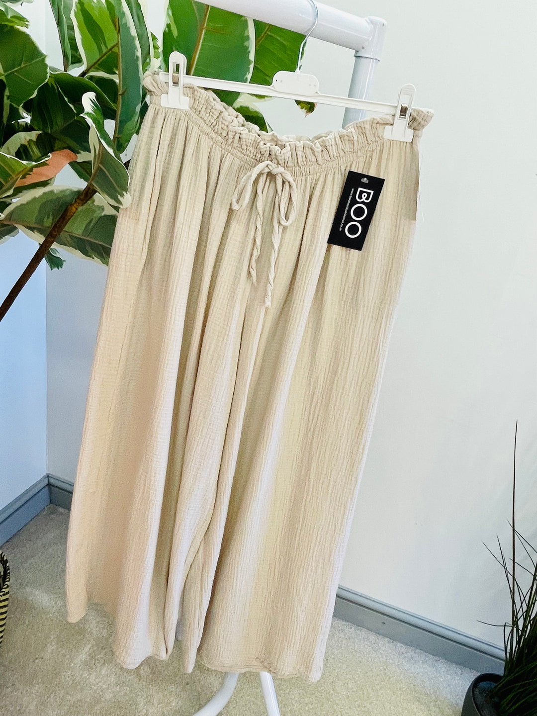 LADIES SUMMER CHEESECLOTH WIDE LEG PALAZZO TROUSERS