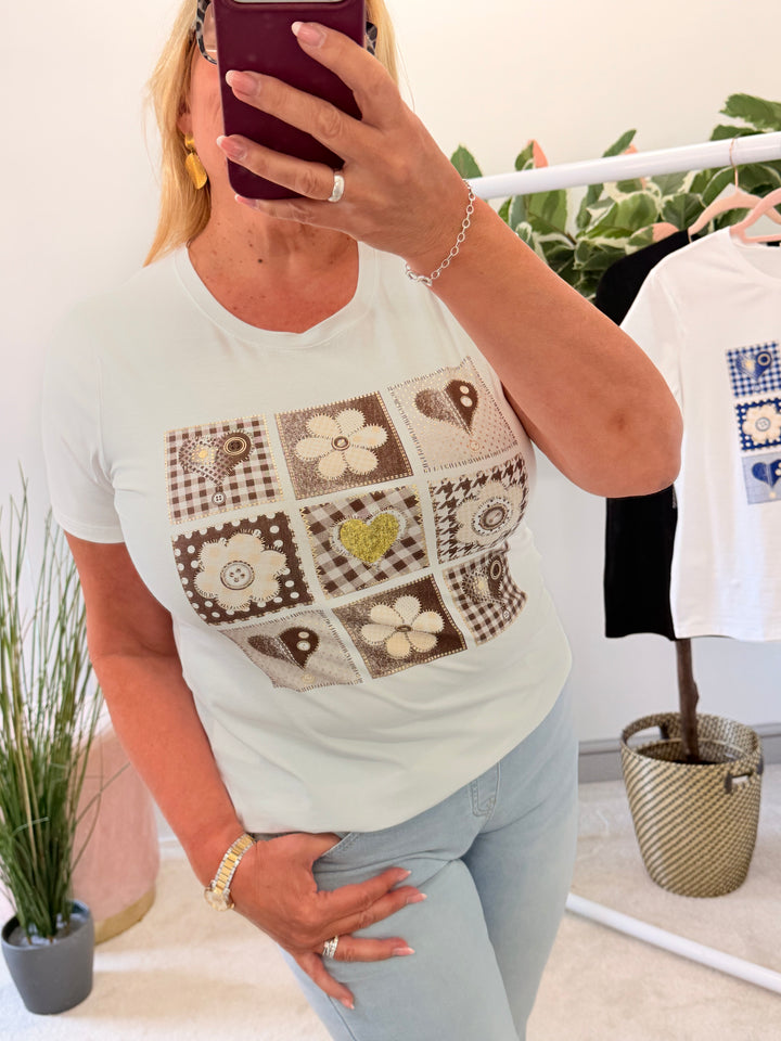 Ladies Fashion Summer T Tee Shirt - black & white