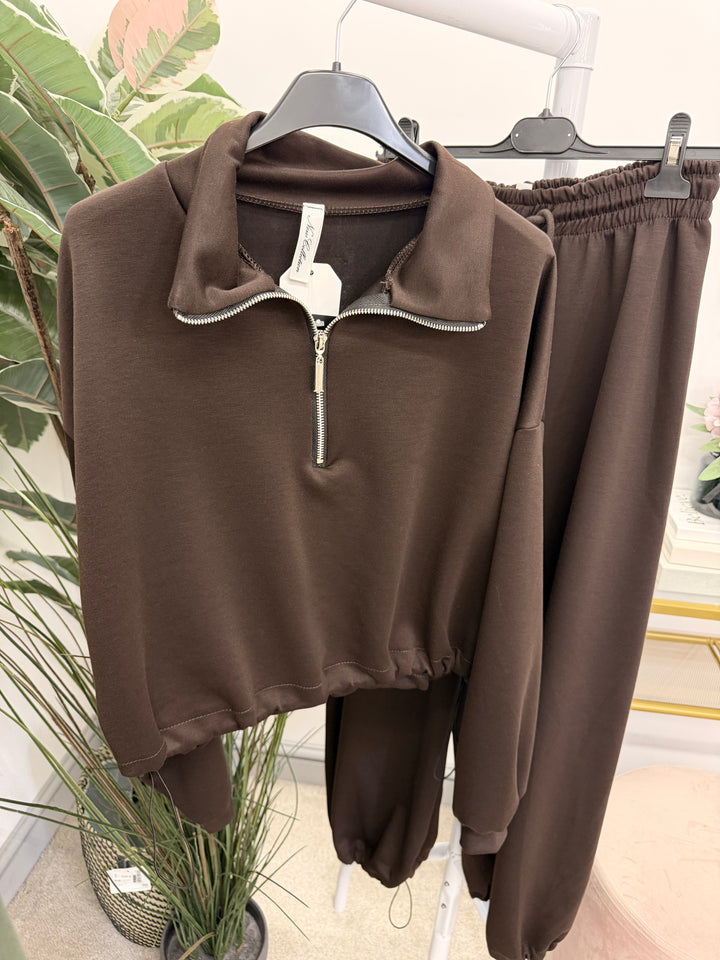 Ladies Fashion Jogger Trouser Co Ord Set - Khaki, Beige, Brown & Black