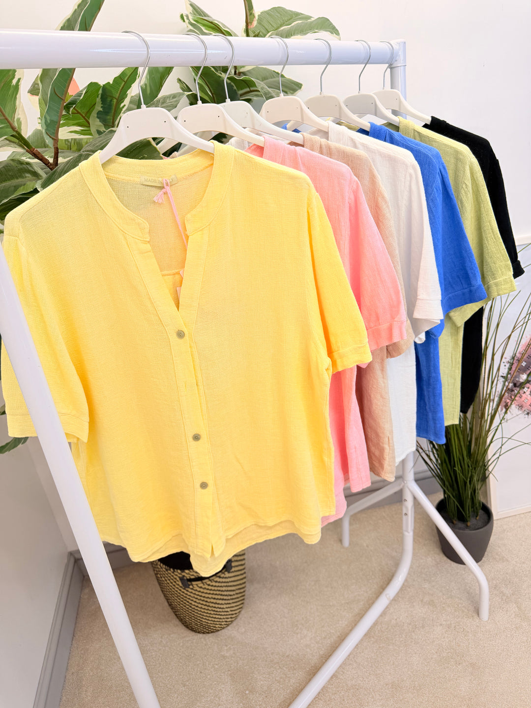 Ladies Fashion Tea Bag Linen Button Up Shirt Top