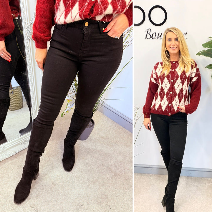 LADIES FASHION BLACK SKINNY JEANS