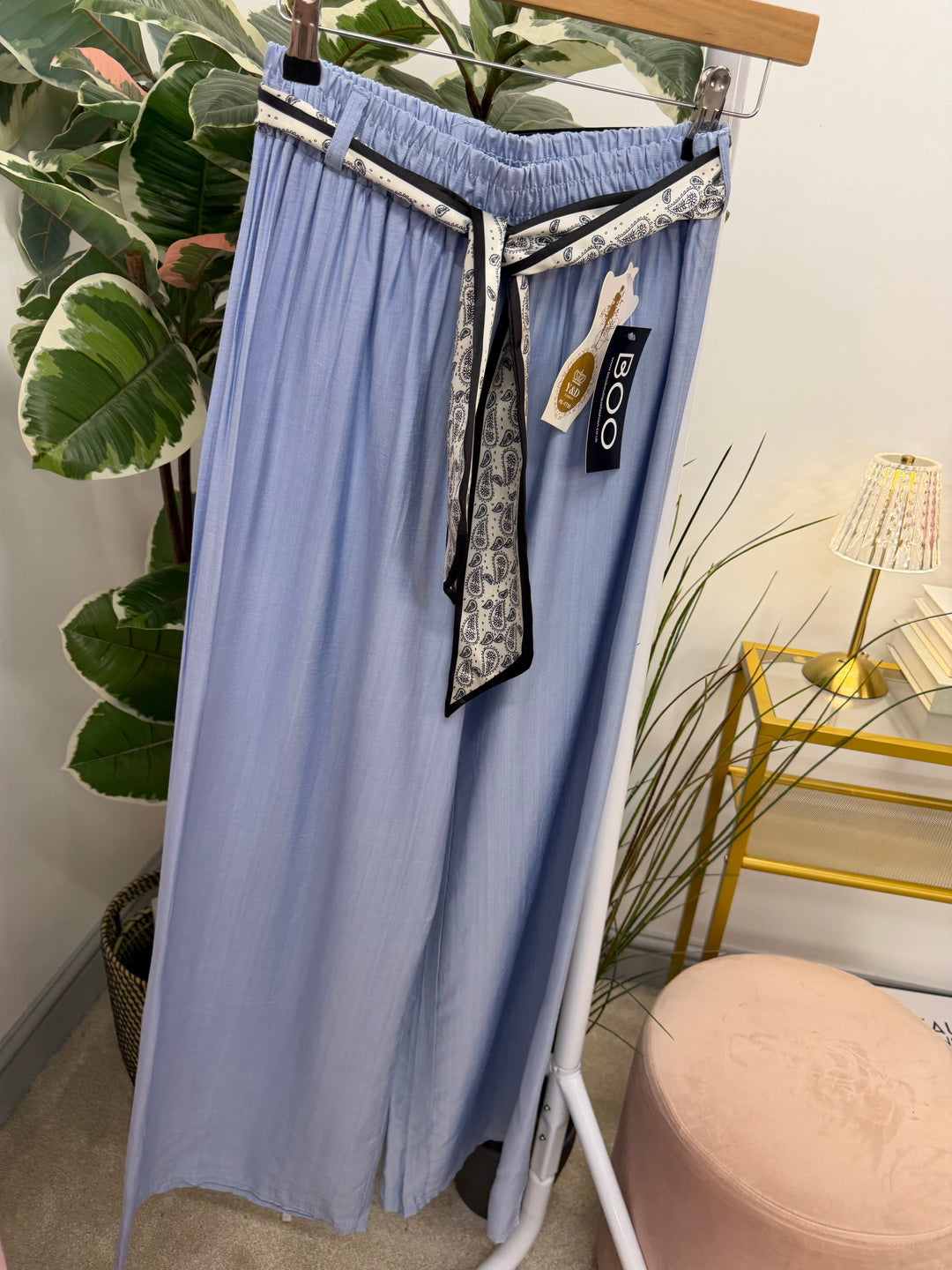 Ladies Wide Leg Trousers - Black, Pink, White, Khaki, Blue, Mocha, Beige
