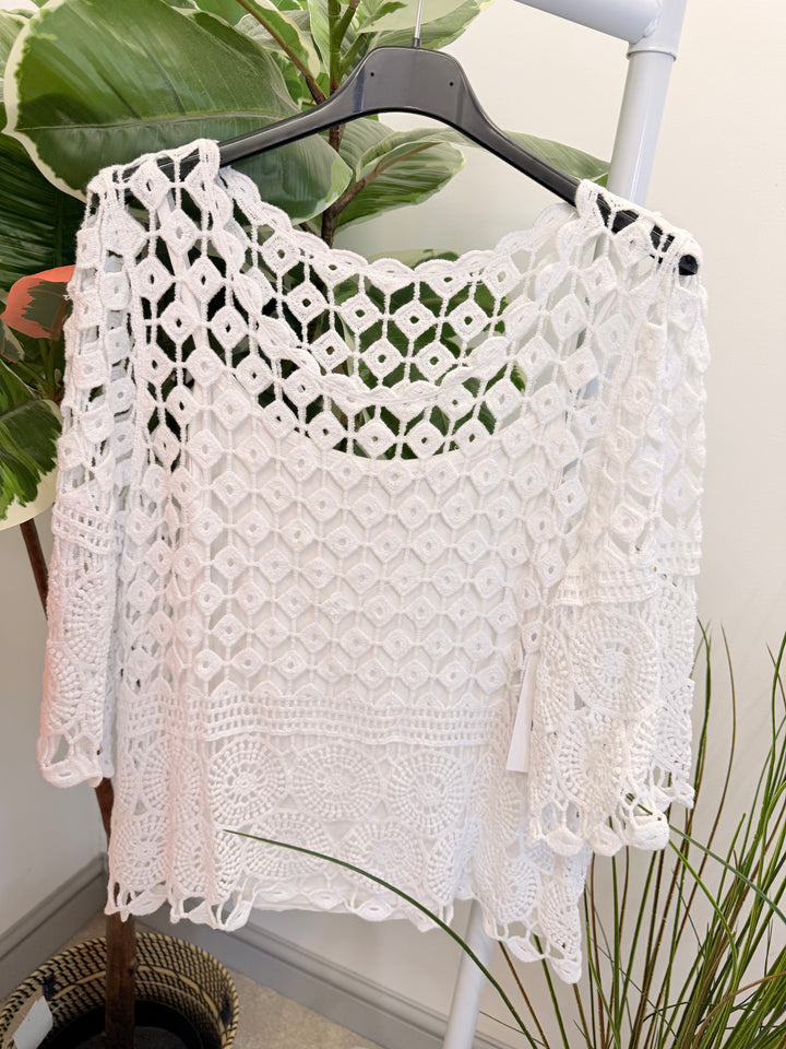 Ladies Crochet Summer Top - Pink, White, Turquoise, Blue, Lemon & Orange