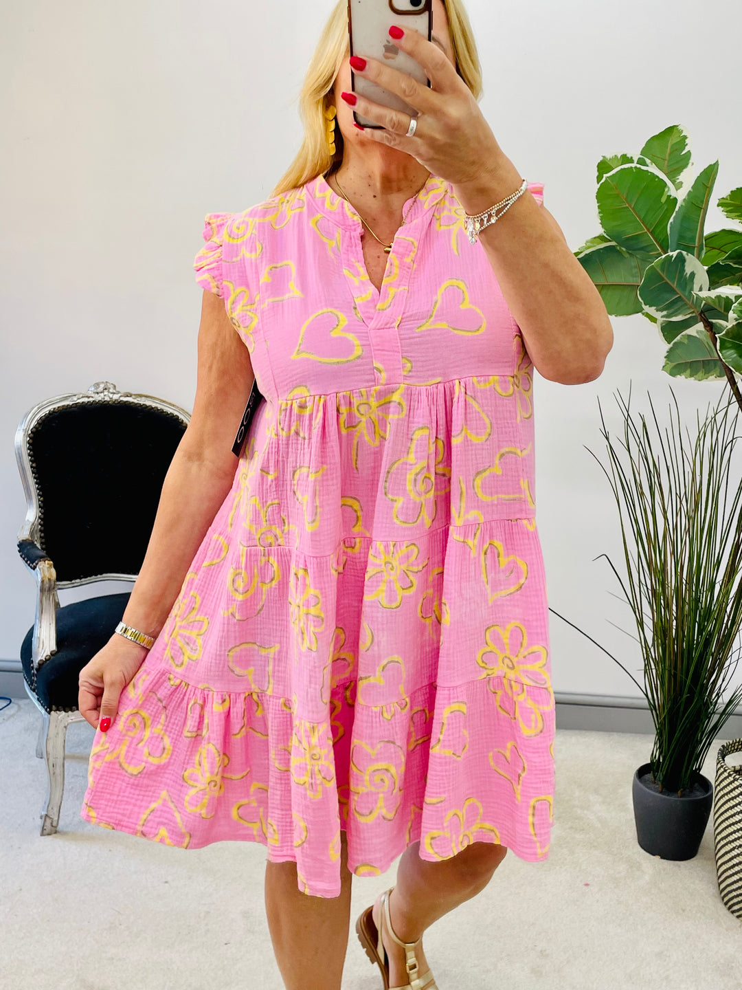 LADIES WOMENS PINK CHEESECLOTH SUMMER HOLIDAY MINI DRESS