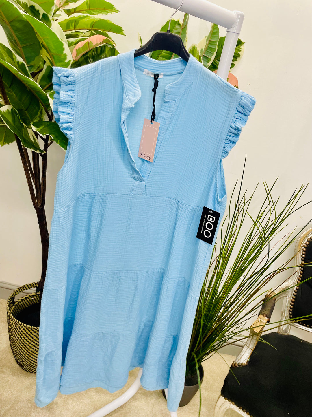 LADIES CHEESECLOTH SMOCK SUMMER MIDI DRESS - LEMON, WHITE, PINK, NAVY, BLUE, KHAKI, BEIGE