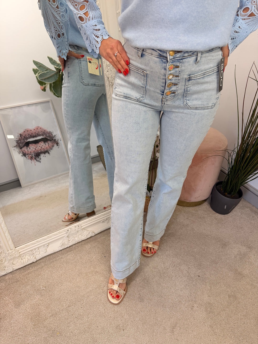 The FLO blue denim wide leg jeans - size 6 to 14