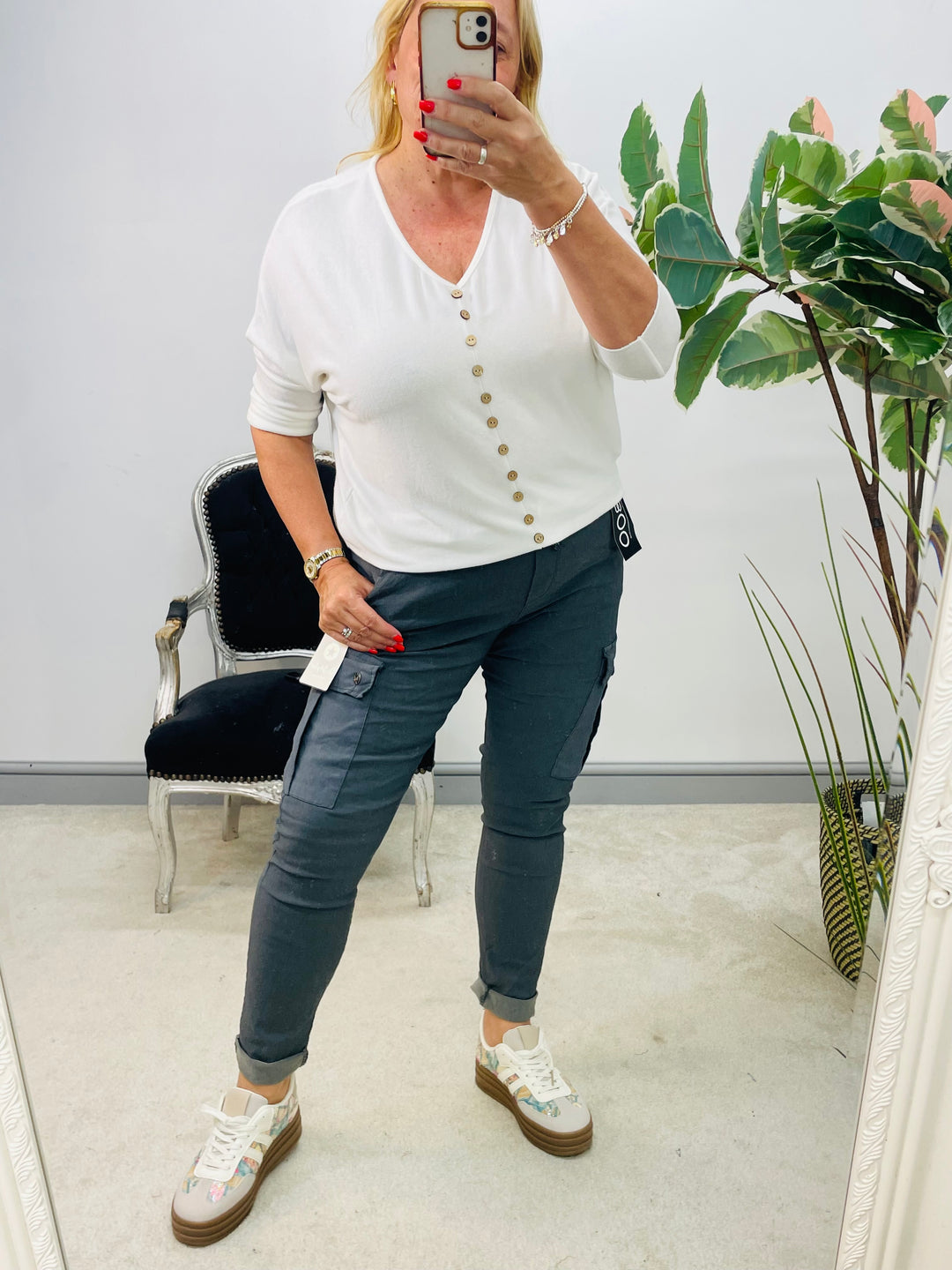 LADIES STRETCH CARGO MAGIC TROUSERS - NAVY, BLACK, BEIGE & GREY