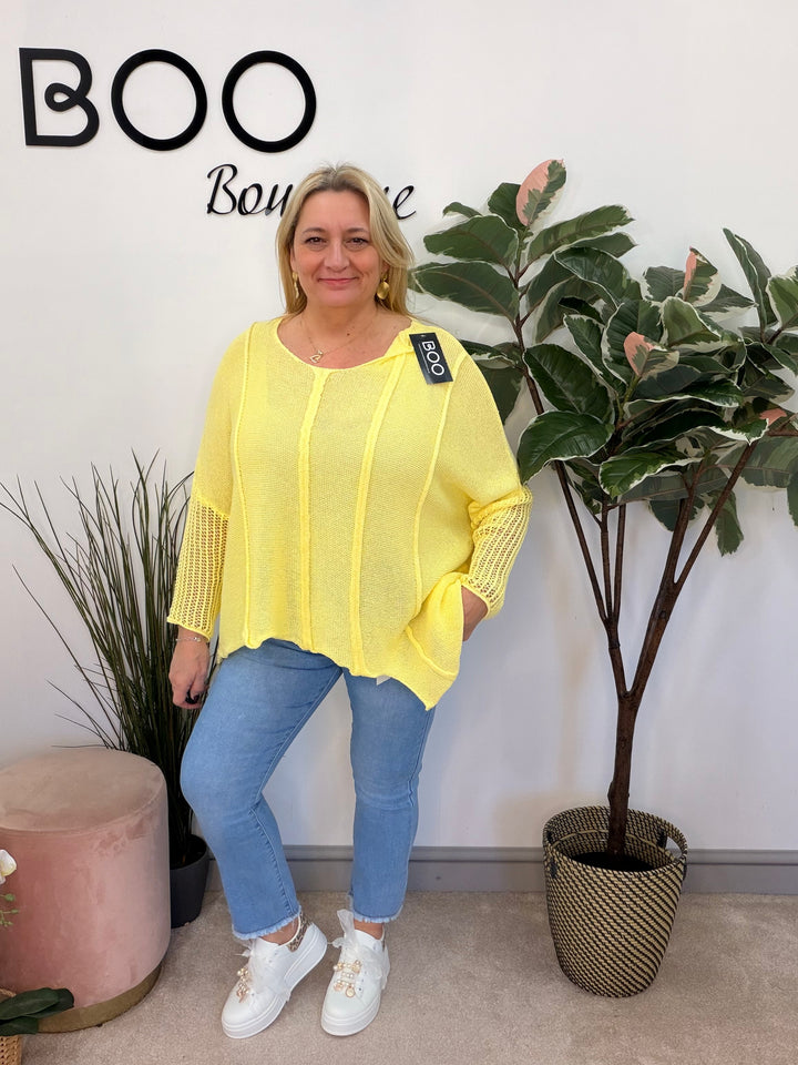 Ladies Fashion Oversize Top - yellow, beige, pink, white, fuschia and blue