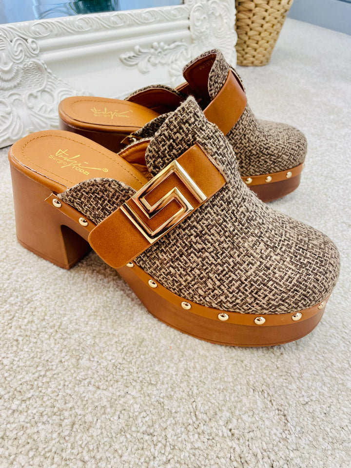 TWEED INSPIRED CLOG SHOES ( JU1588 ) - sizes 3 to 8