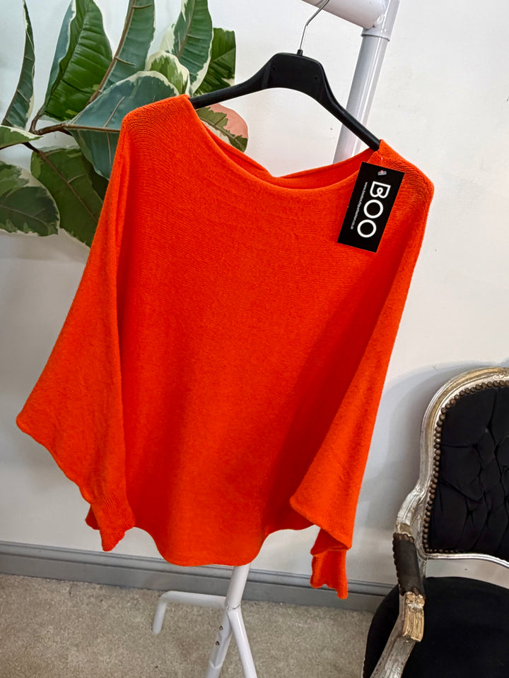 LADIES SOFT BATWING SLEEVE JUMPER - BLACK, NAVY, WHITE, BEIGE, PINK, BLUE, GREEN, LEMON ORANGE