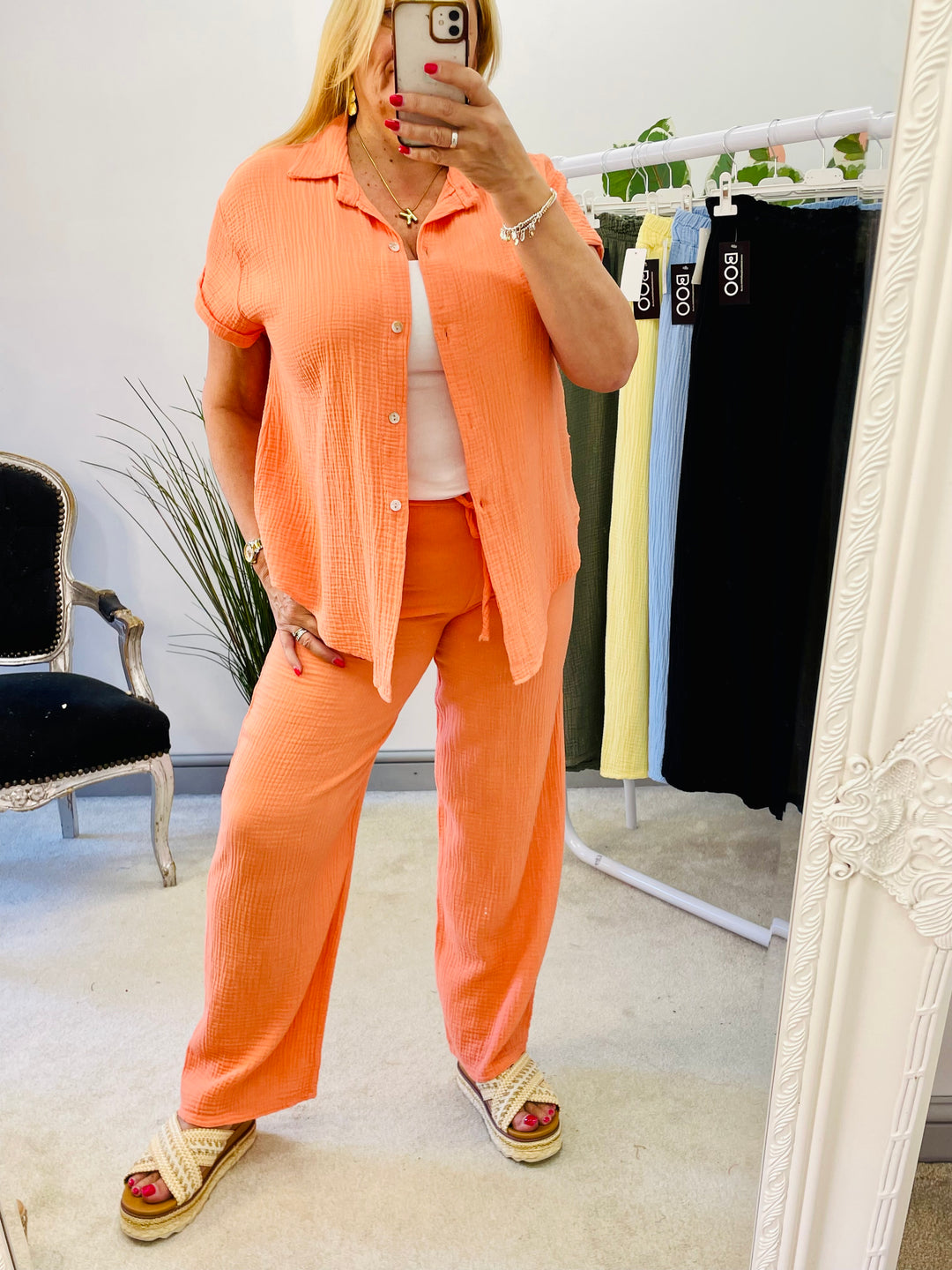 LADIES SUMMER CHEESECLOTH WIDE LEG PALAZZO TROUSERS