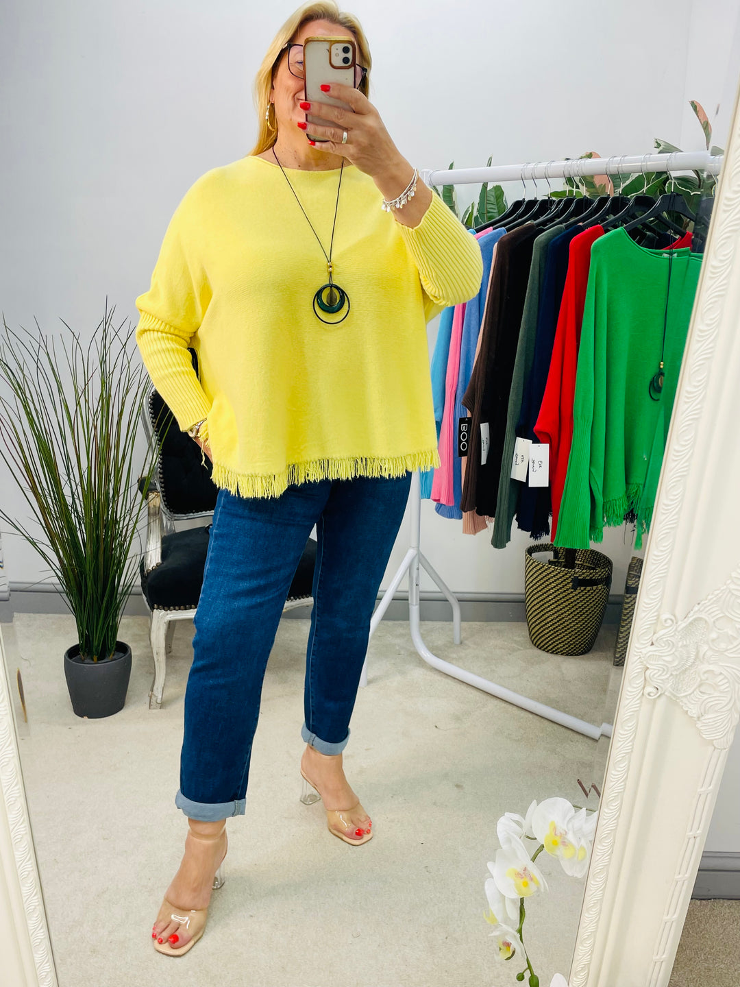 LADIES SOFT KNIT LOOSE FIT JUMPER - 11 COLOURS YELLOW