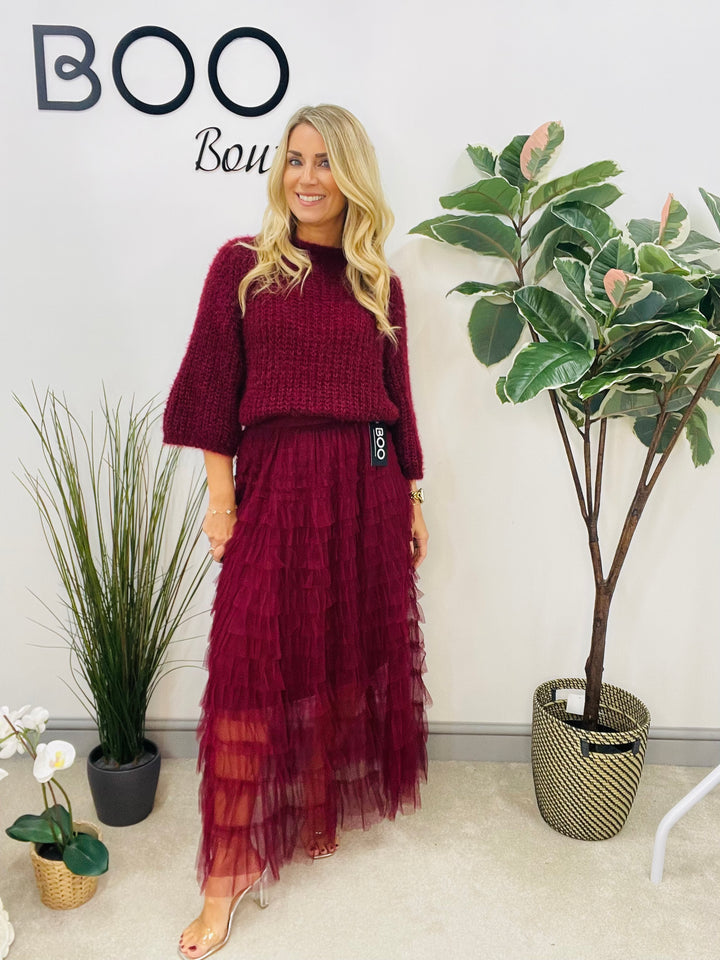 LADIES FLUFFY SHORT SLEEVE JUMPER - BROWN, BLACK, BEIGE, BLUE, BURGUNDY, MOCHA