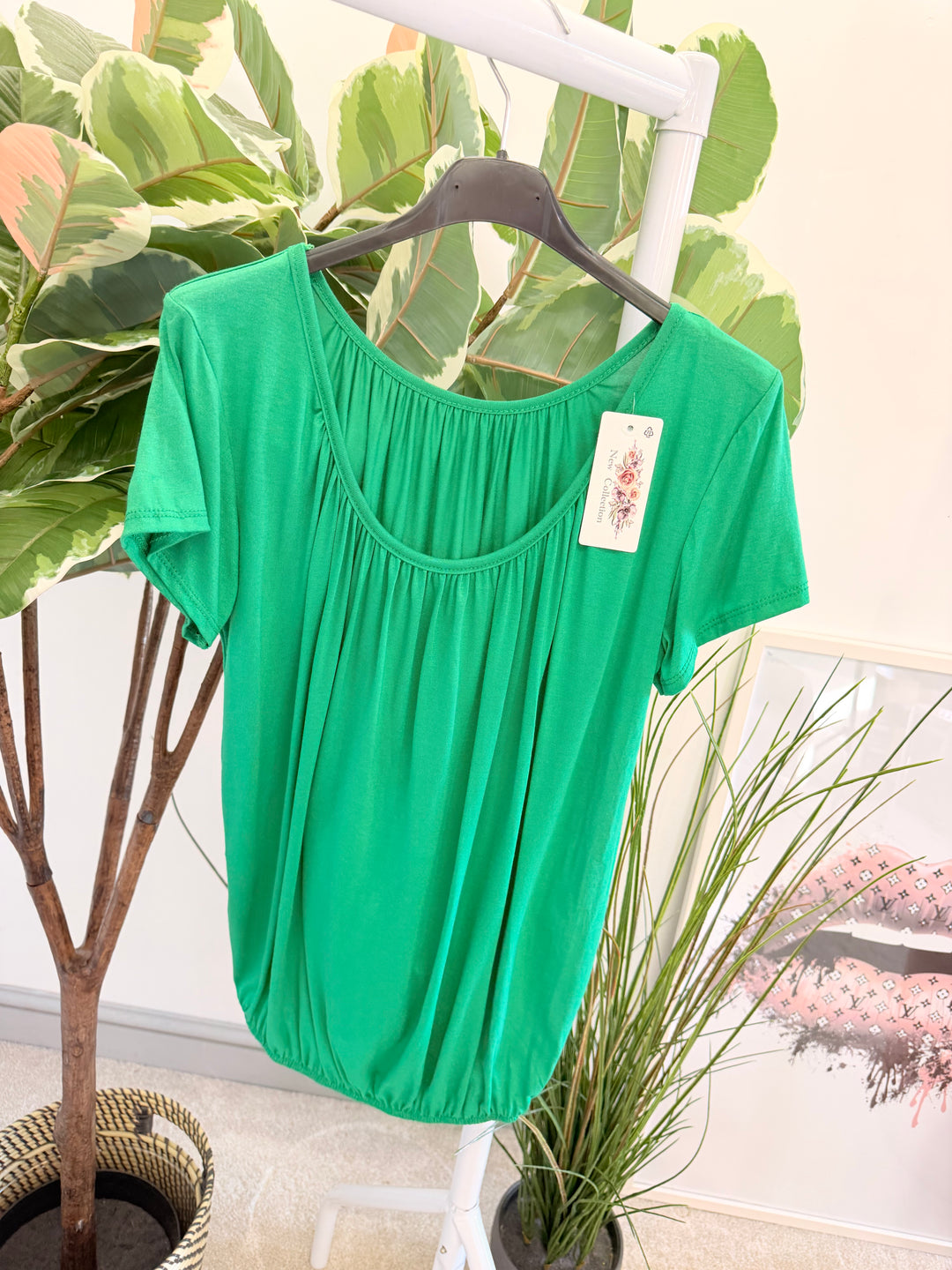 Ladies Easy to Wear Bubble Summer Top green