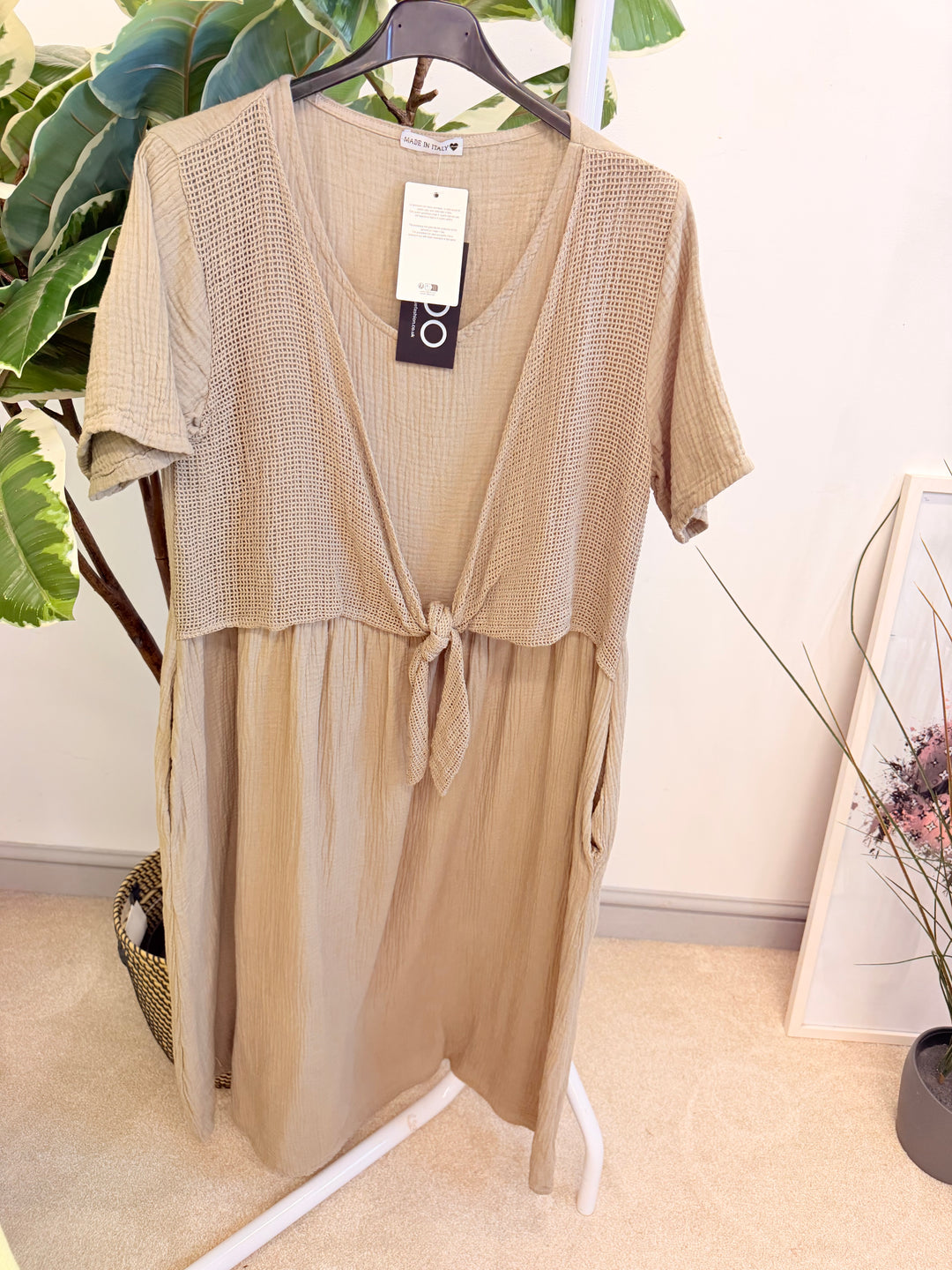 Ladies Cheesecloth Summer Midi Dress - Lemon, Khaki, Coral, White, Lemon, Blue