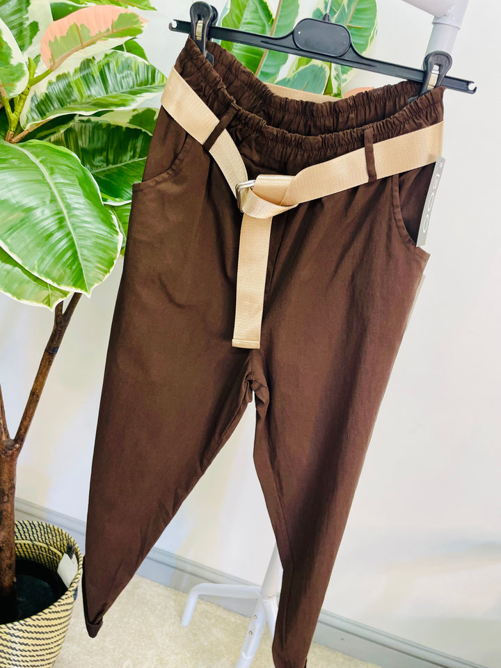 LADIES STRETCH CASUAL MAGIC TROUSERS - BROWN, KHAKI, BEIGE, TAUPE & BLACK