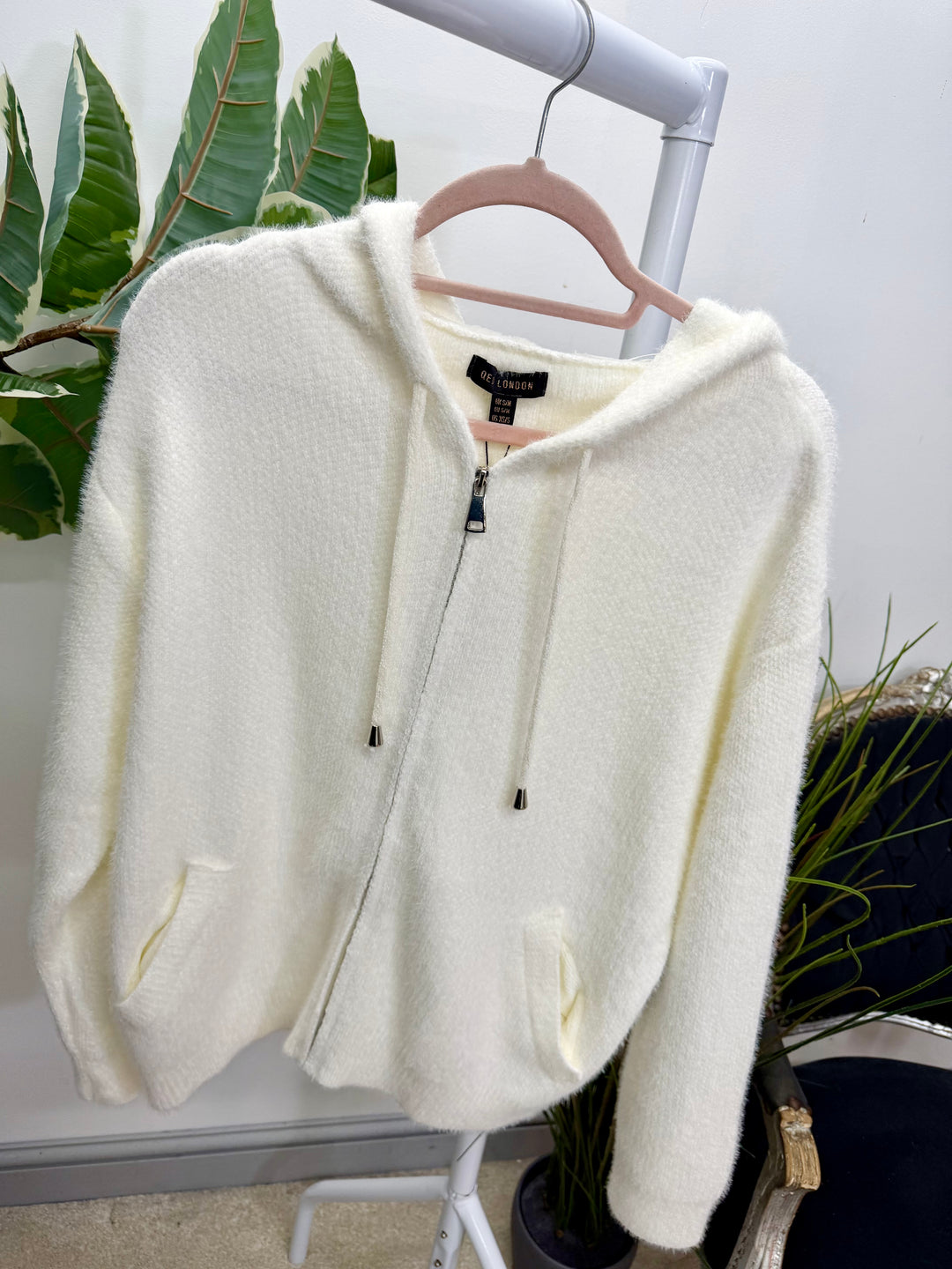 LADIES SOFT FLUFFY HOODY CARDIGAN - LEMON, AQUA, BROWN, PINK, WHITE