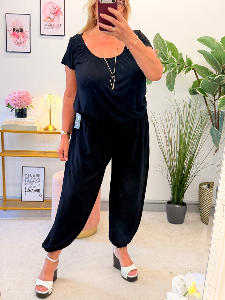 Ladies Harem Balloon Leg Summer Trousers - Black, Chocolate, Pink, Roya Blue & Navy