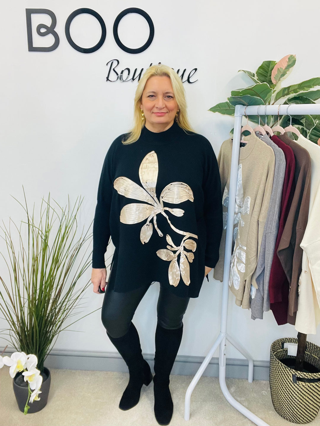 LADIES OVERSIZE LOOSE FIT JUMPER SWEATER BLACK