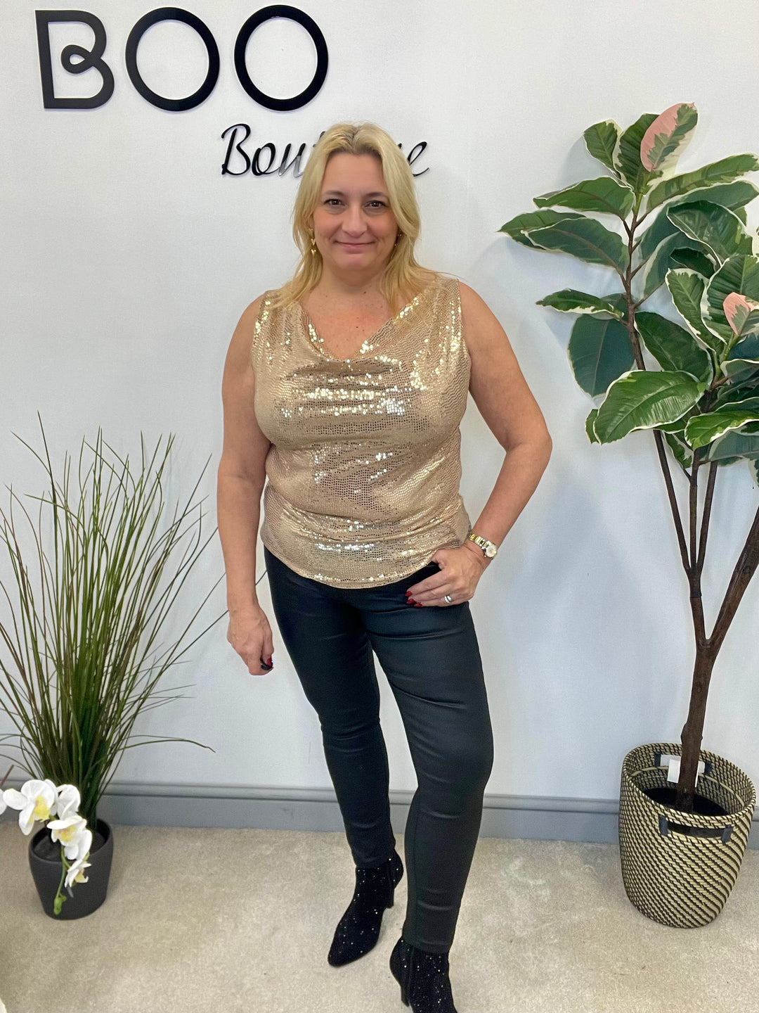 LADIES SEQUIN VEST TOP - BLACK, PURPLE, RED, GOLD, SILVER