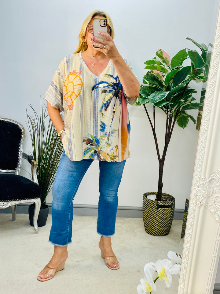 LADIES LOOSE FIT OVERSIZE LUREX SUMMER AMALFI TOP