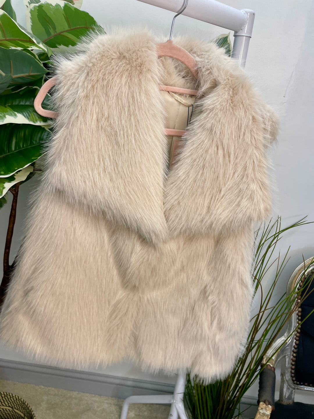 LADIES FASHION FAUX FUR GILET - BEIGE, BLACK, BROWN & CREAM