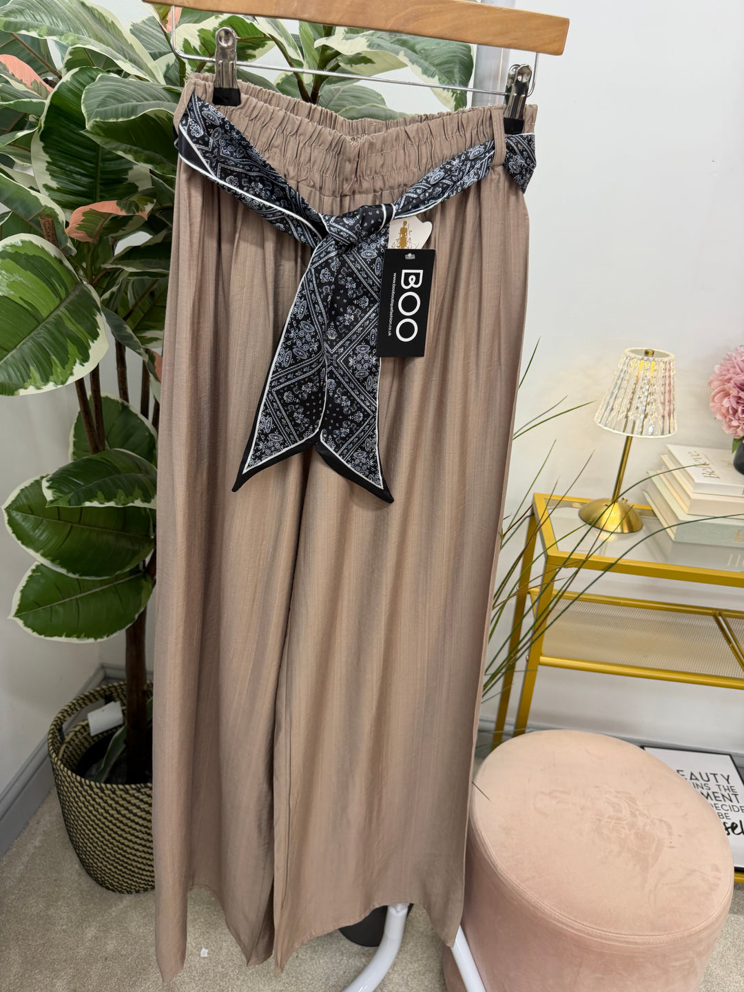 Ladies Wide Leg Trousers - Black, Pink, White, Khaki, Blue, Mocha, Beige